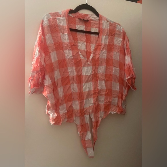 Express front tie checkered top size M - Picture 3 of 9